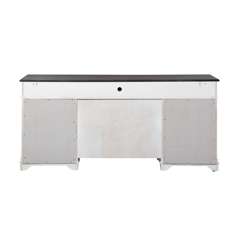 Scranton & Co Credenza in White with Charcoal Pine Top