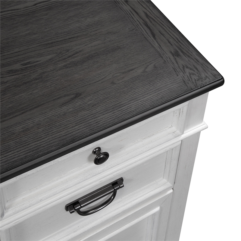 Scranton & Co Credenza in White with Charcoal Pine Top