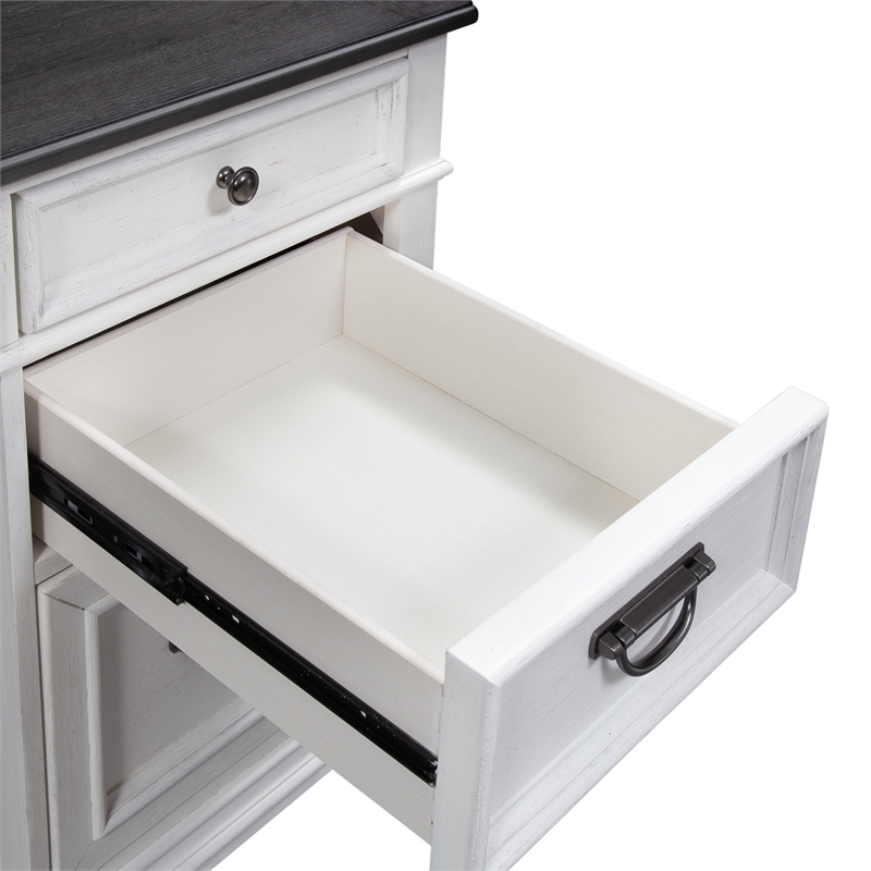 Scranton & Co Credenza in White with Charcoal Pine Top