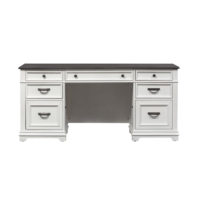 Scranton & Co Credenza in White with Charcoal Pine Top