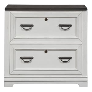 Scranton & Co Lateral File Cabinet in White with Charcoal Pine Top
