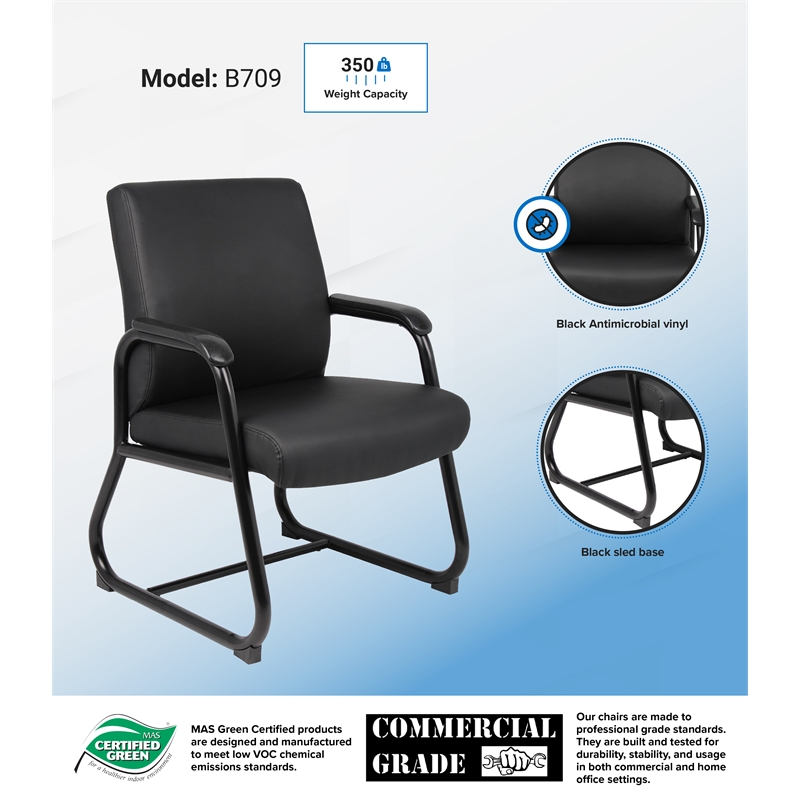 Scranton & Co Caressoft Guest Chair with Sled Base in Black