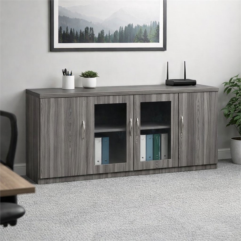 Scranton & Co Low Wall Cabinet in Gray Steel with Adjustable Shelves