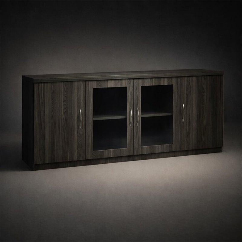 Scranton & Co Low Wall Cabinet in Gray Steel with Adjustable Shelves