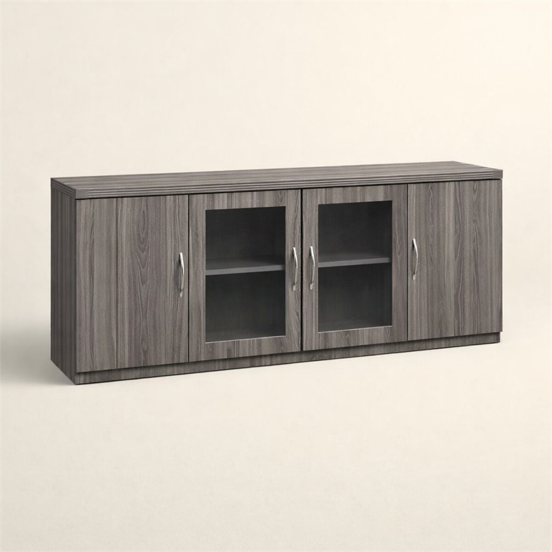 Scranton & Co Low Wall Cabinet in Gray Steel with Adjustable Shelves