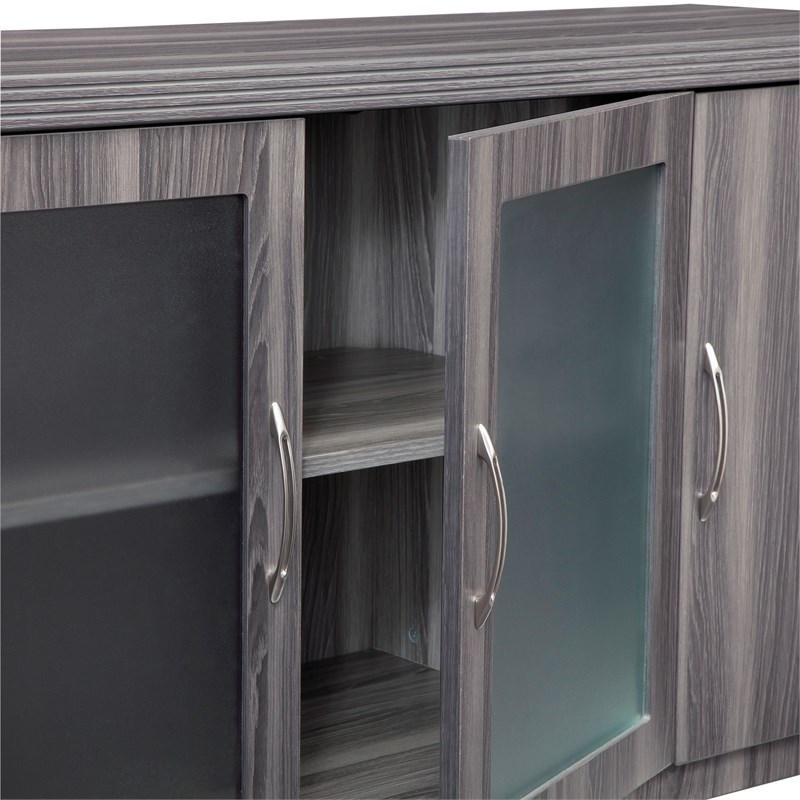 Scranton & Co Low Wall Cabinet in Gray Steel with Adjustable Shelves
