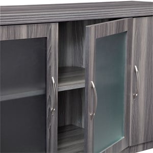 Scranton & Co Low Wall Cabinet in Gray Steel with Adjustable Shelves