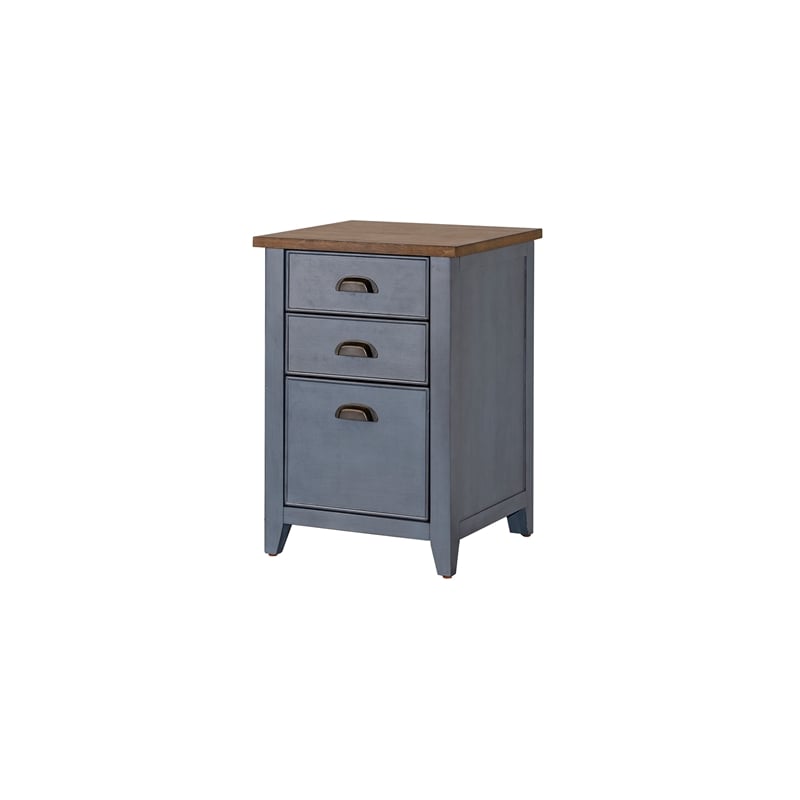 Scranton & Co 3-Drawer File Cabinet in Blue Wood Fully Assembled