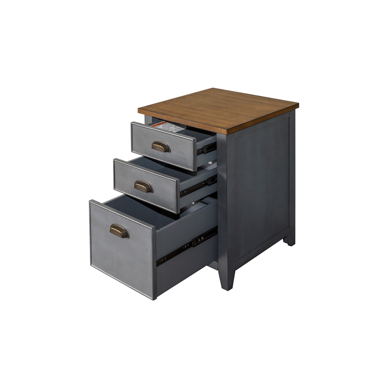 Scranton & Co 3-Drawer File Cabinet in Blue Wood Fully Assembled