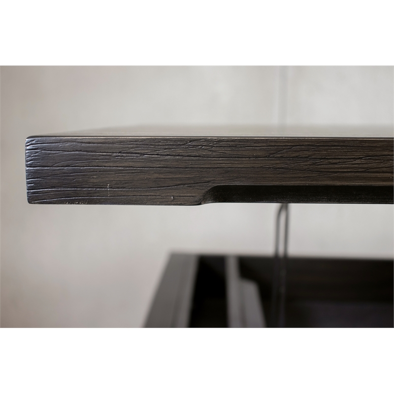 Scranton & Co L-Shaped Lift Top Desk in Umber Brown Finish with Dovetail Drawers