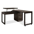 Scranton & Co L-Shaped Lift Top Desk in Umber Brown Finish with Dovetail Drawers