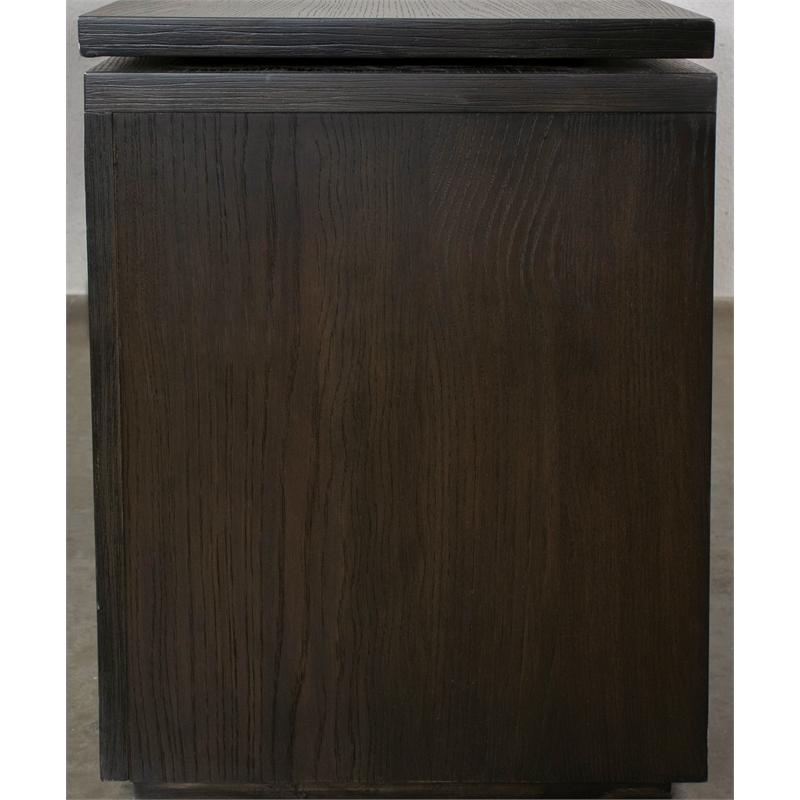 Scranton & Co L-Shaped Lift Top Desk in Umber Brown Finish with Dovetail Drawers