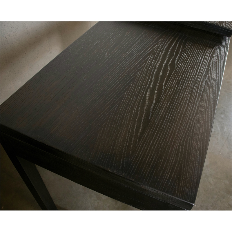 Scranton & Co L-Shaped Lift Top Desk in Umber Brown Finish with Dovetail Drawers