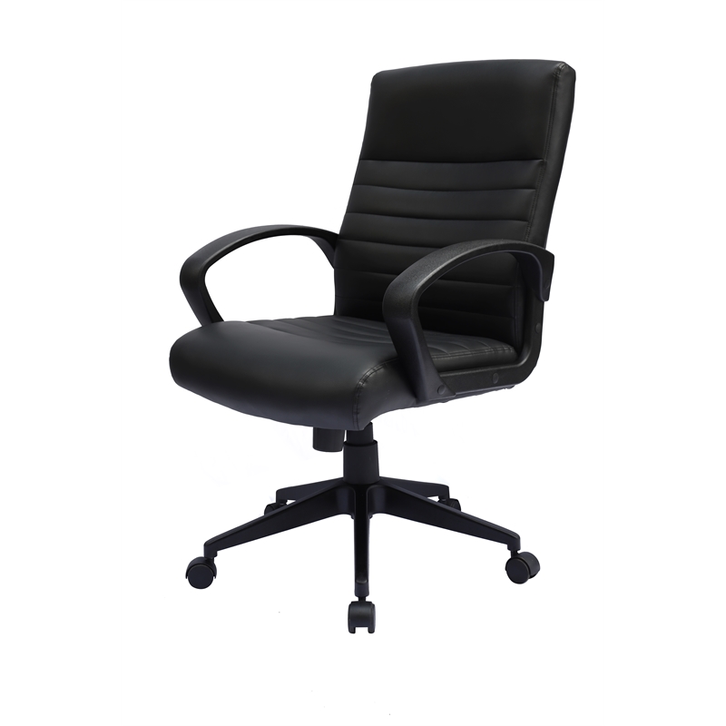 Scranton & Co Ribbed Back CaressoftPlus Vinyl Task Chair in Black
