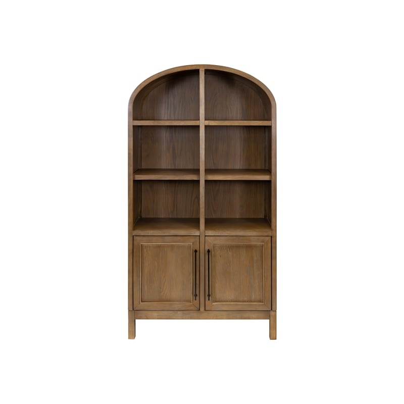 Scranton & Co Modern Wood Arched Display Cabinet in Brown with Shelves