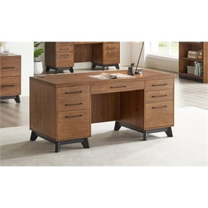 Scranton & Co Modern Wooden Executive Desk with Double Pedestal Design