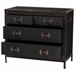 Scranton & Co Vintage Black Canvas Storage Cabinet with 4 Drawers