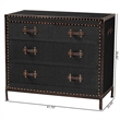 Scranton & Co Vintage Black Canvas Storage Cabinet with 4 Drawers