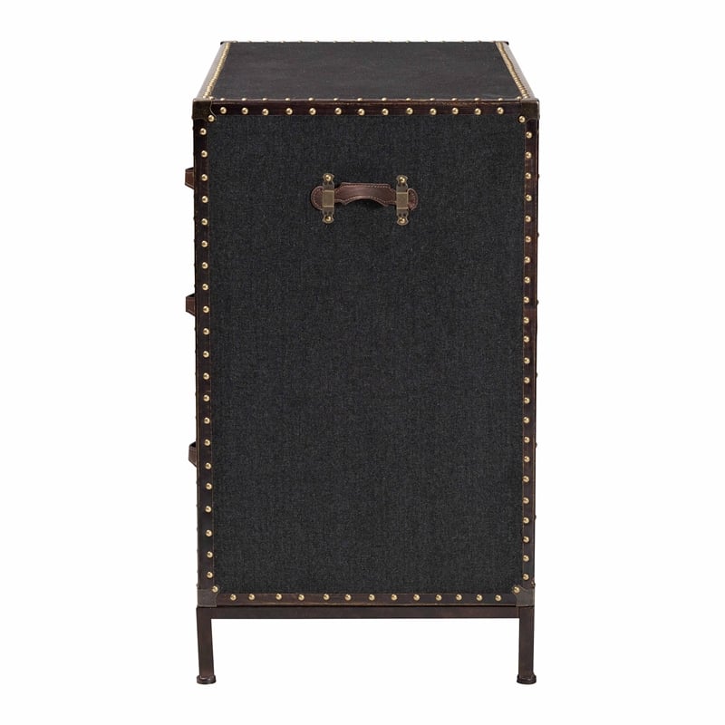 Scranton & Co Vintage Black Canvas Storage Cabinet with 4 Drawers