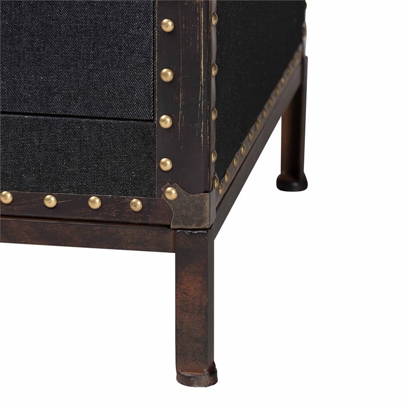 Scranton & Co Vintage Black Canvas Storage Cabinet with 4 Drawers