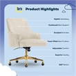 Scranton & Co Modern Mid-Back Velvet Office Chair in Beige with Gold Base
