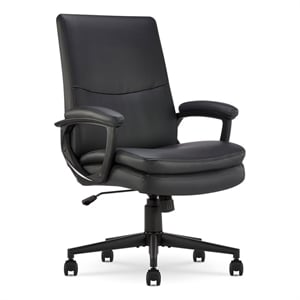 Scranton & Co Channel Tufted Bonded Leather Executive Office Chair in Black