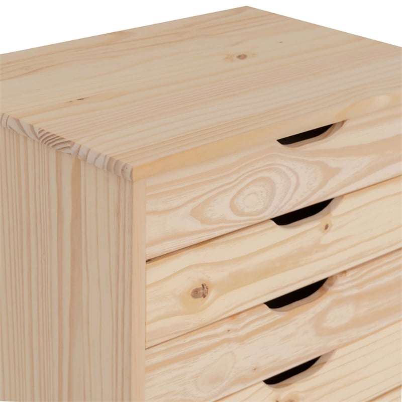 Scranton & Co 8-Drawer Rolling Storage Cart in Unfinished Pine Wood