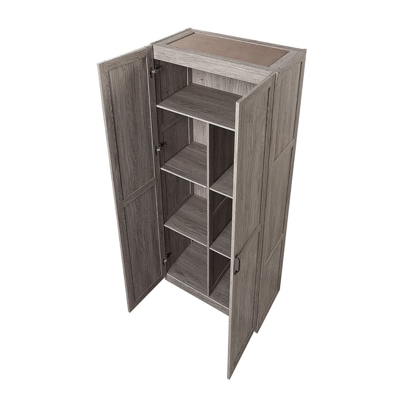 Scranton & Co Gray 7-Cubby Storage Cabinet with Soft Close Hinge Design
