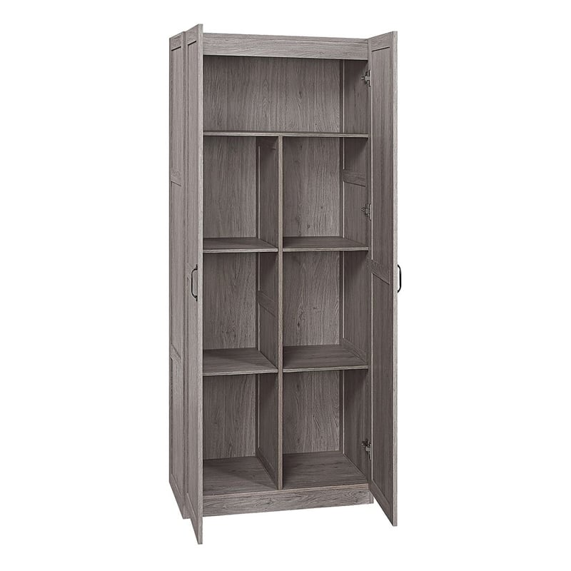Scranton & Co Gray 7-Cubby Storage Cabinet with Soft Close Hinge Design