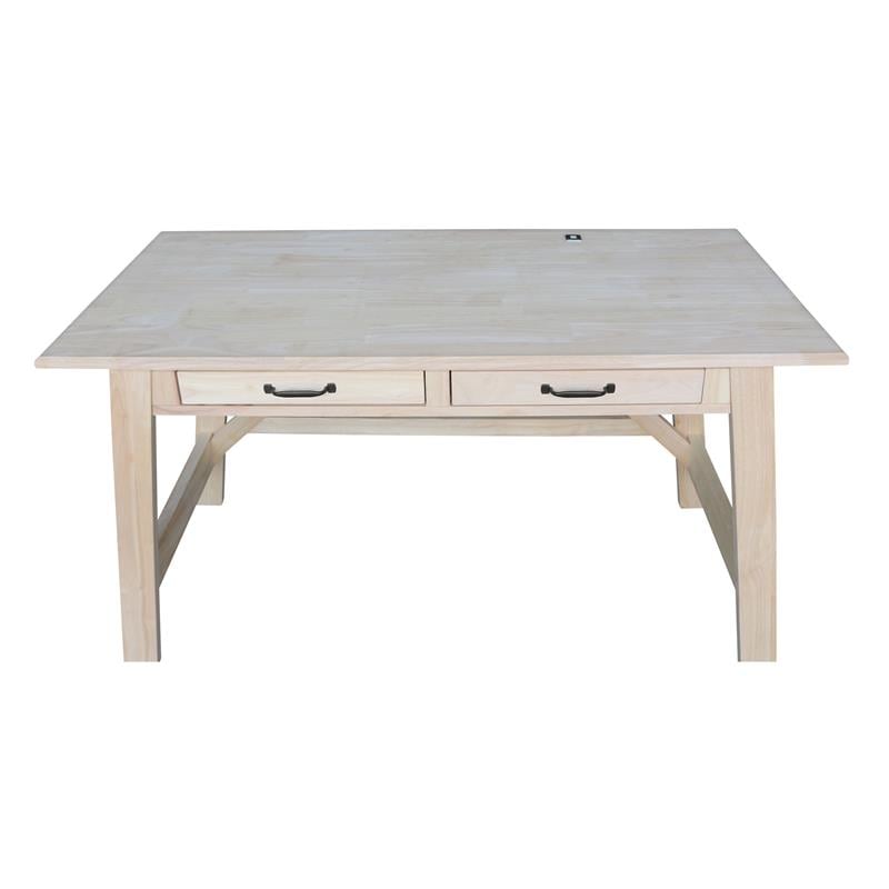 Scranton & Co Serendipity Wood Desk with 2 Drawers in Unfinished