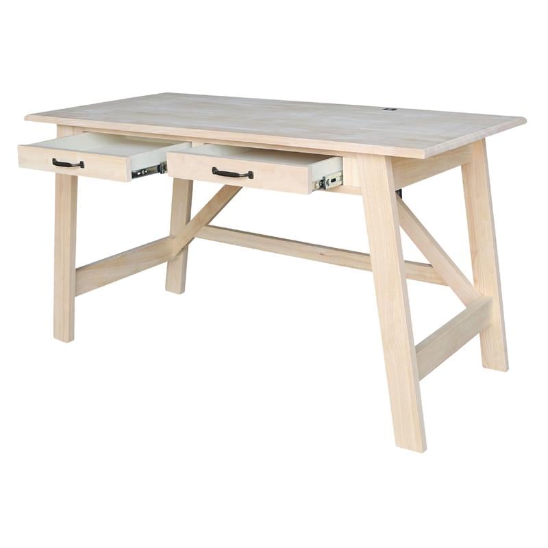 Scranton & Co Serendipity Wood Desk with 2 Drawers in Unfinished