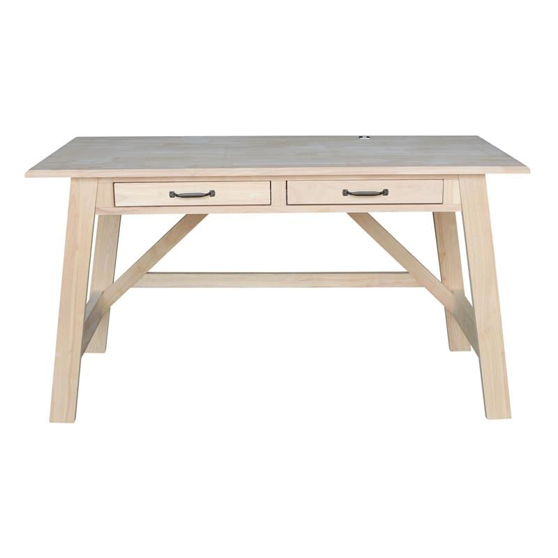 Scranton & Co Serendipity Wood Desk with 2 Drawers in Unfinished