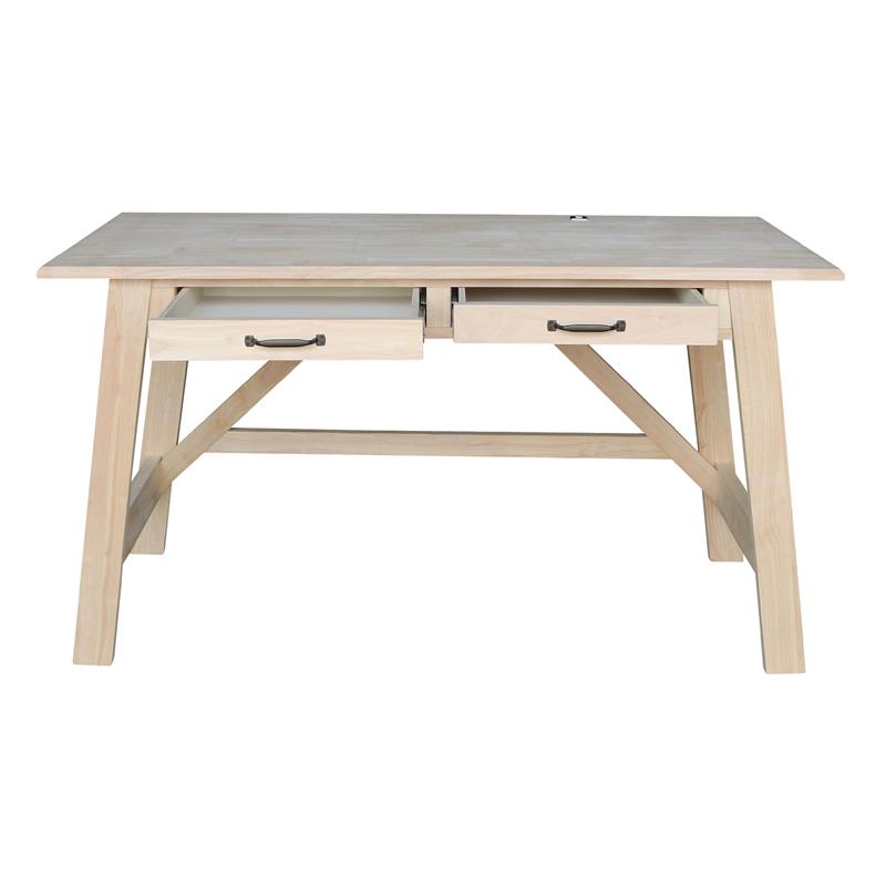 Scranton & Co Serendipity Wood Desk with 2 Drawers in Unfinished