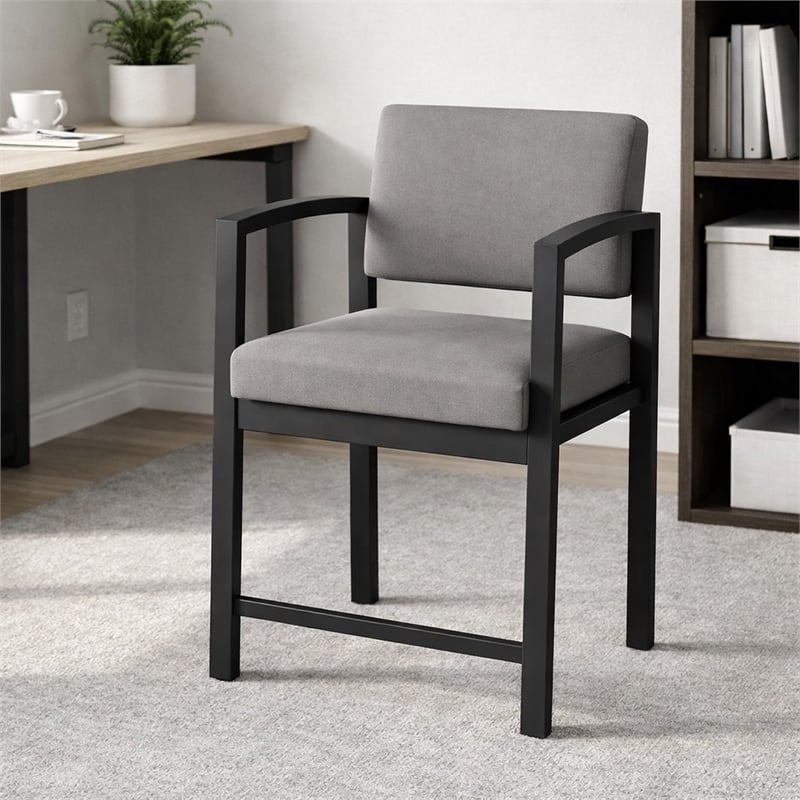 Scranton & Co Black Steel Hip Chair with Light Gray Upholstery