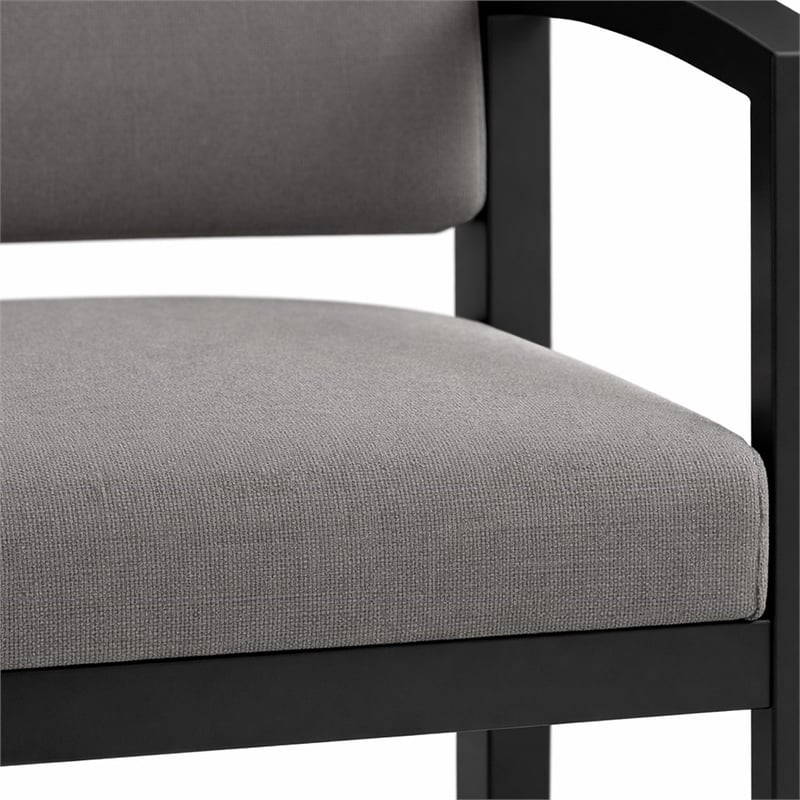 Scranton & Co Black Steel Hip Chair with Light Gray Upholstery