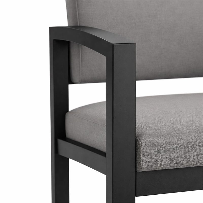 Scranton & Co Black Steel Hip Chair with Light Gray Upholstery