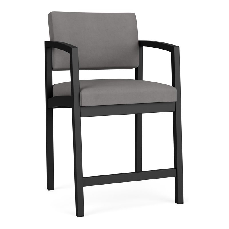 Scranton & Co Black Steel Hip Chair with Light Gray Upholstery