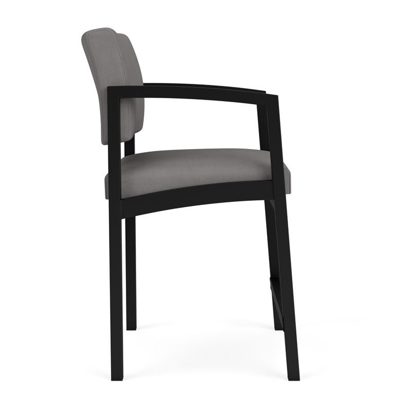 Scranton & Co Black Steel Hip Chair with Light Gray Upholstery