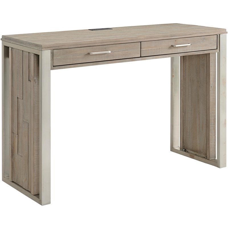 Scranton & Co Mahogany Wood Desk in Honey Maple with Brass Hardware