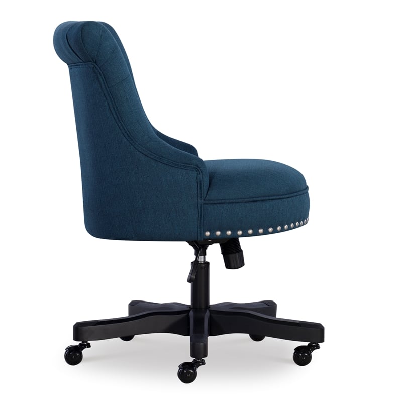 Scranton & Co Upholstered Office Chair with Wheels in Blue Fabric