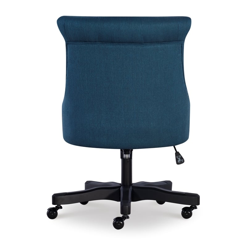 Scranton & Co Upholstered Office Chair with Wheels in Blue Fabric