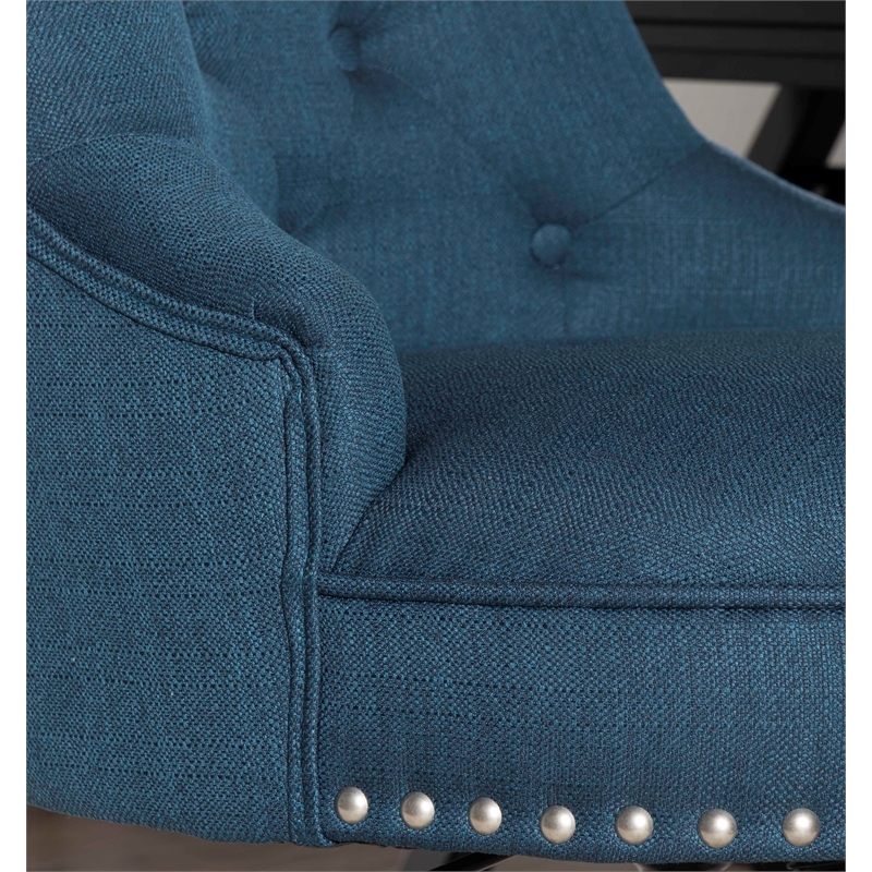 Scranton & Co Upholstered Office Chair with Wheels in Blue Fabric