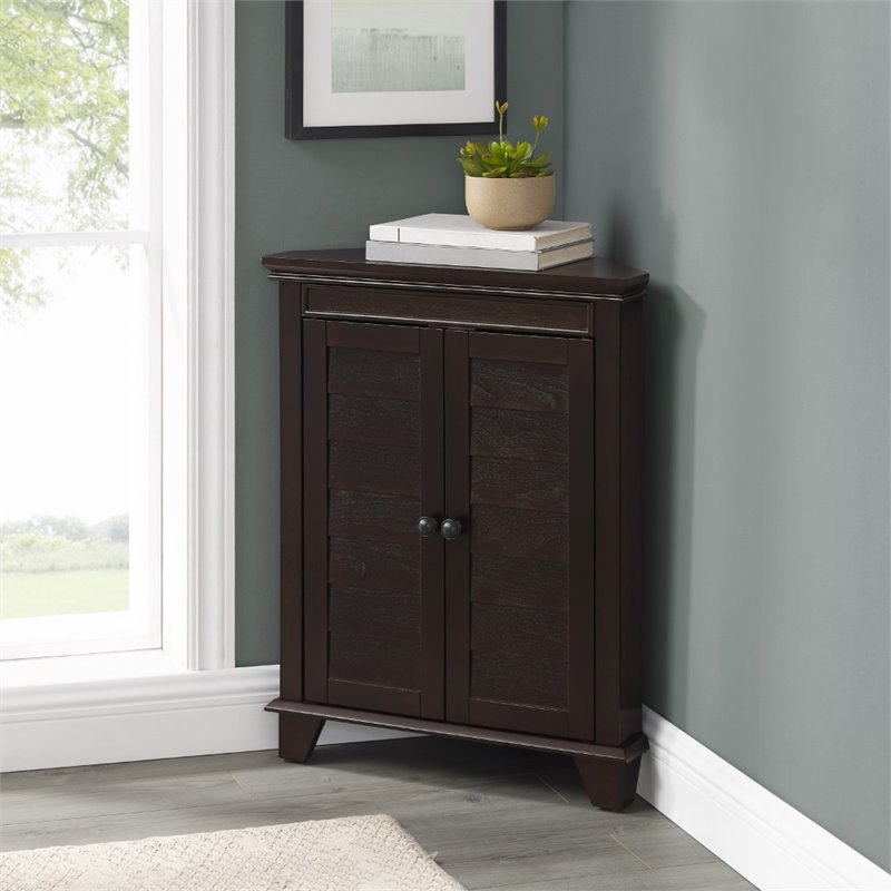 Scranton & Co Espresso Corner Storage Cabinet with 2 Adjustable Shelves