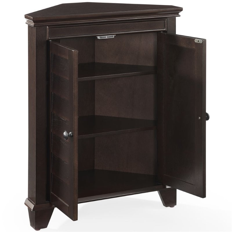 Scranton & Co Espresso Corner Storage Cabinet with 2 Adjustable Shelves