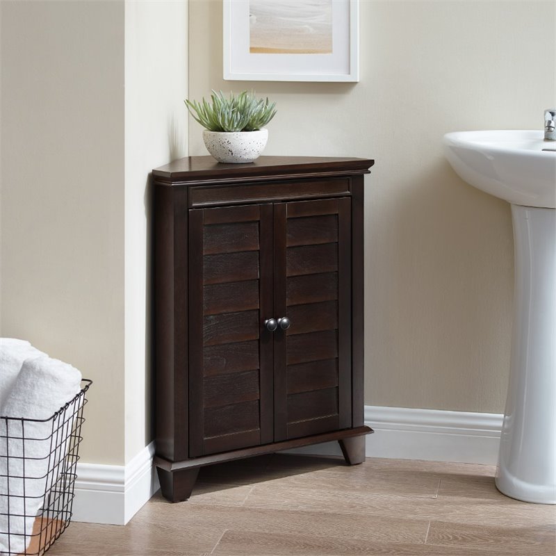 Scranton & Co Espresso Corner Storage Cabinet with 2 Adjustable Shelves