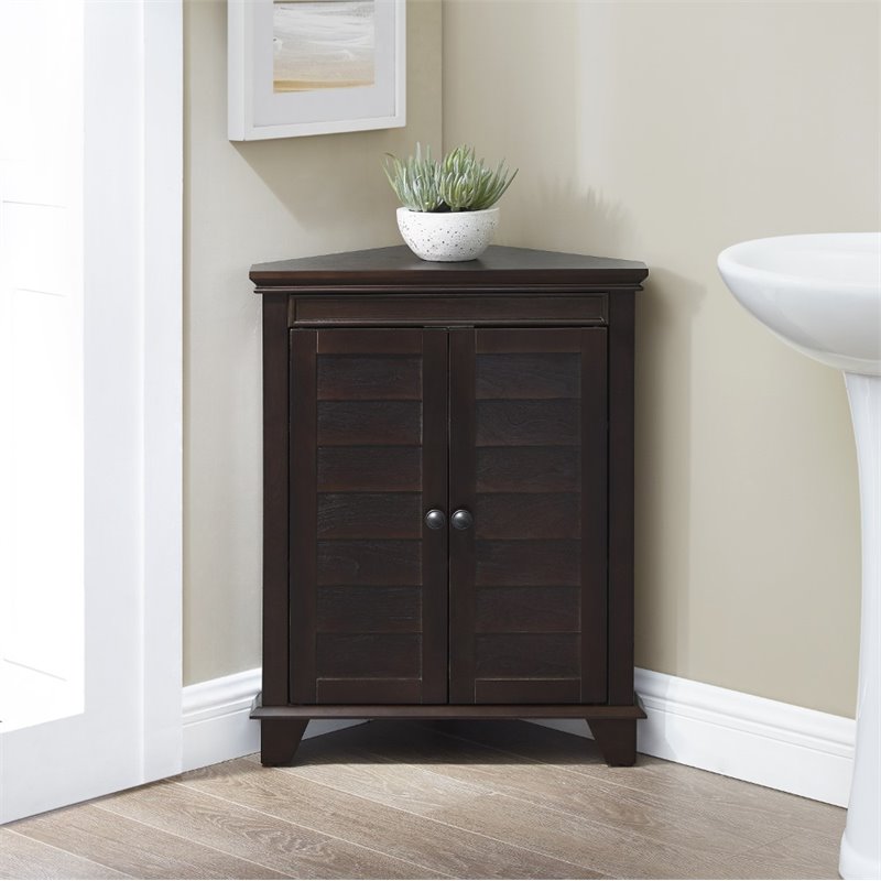 Scranton & Co Espresso Corner Storage Cabinet with 2 Adjustable Shelves