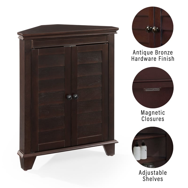 Scranton & Co Espresso Corner Storage Cabinet with 2 Adjustable Shelves