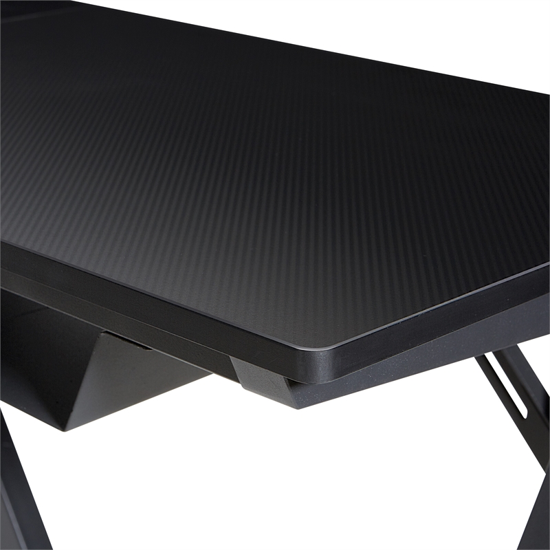 Scranton & Co L-Shape Gaming Desk with Carbon Top and Matte Black Frame