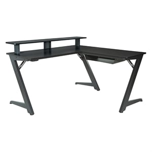 Scranton & Co L-Shape Gaming Desk with Carbon Top and Matte Black Frame