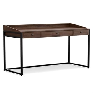 Scranton & Co 60&quot Industrial Solid Wood Desk in Distressed Charcoal Brown